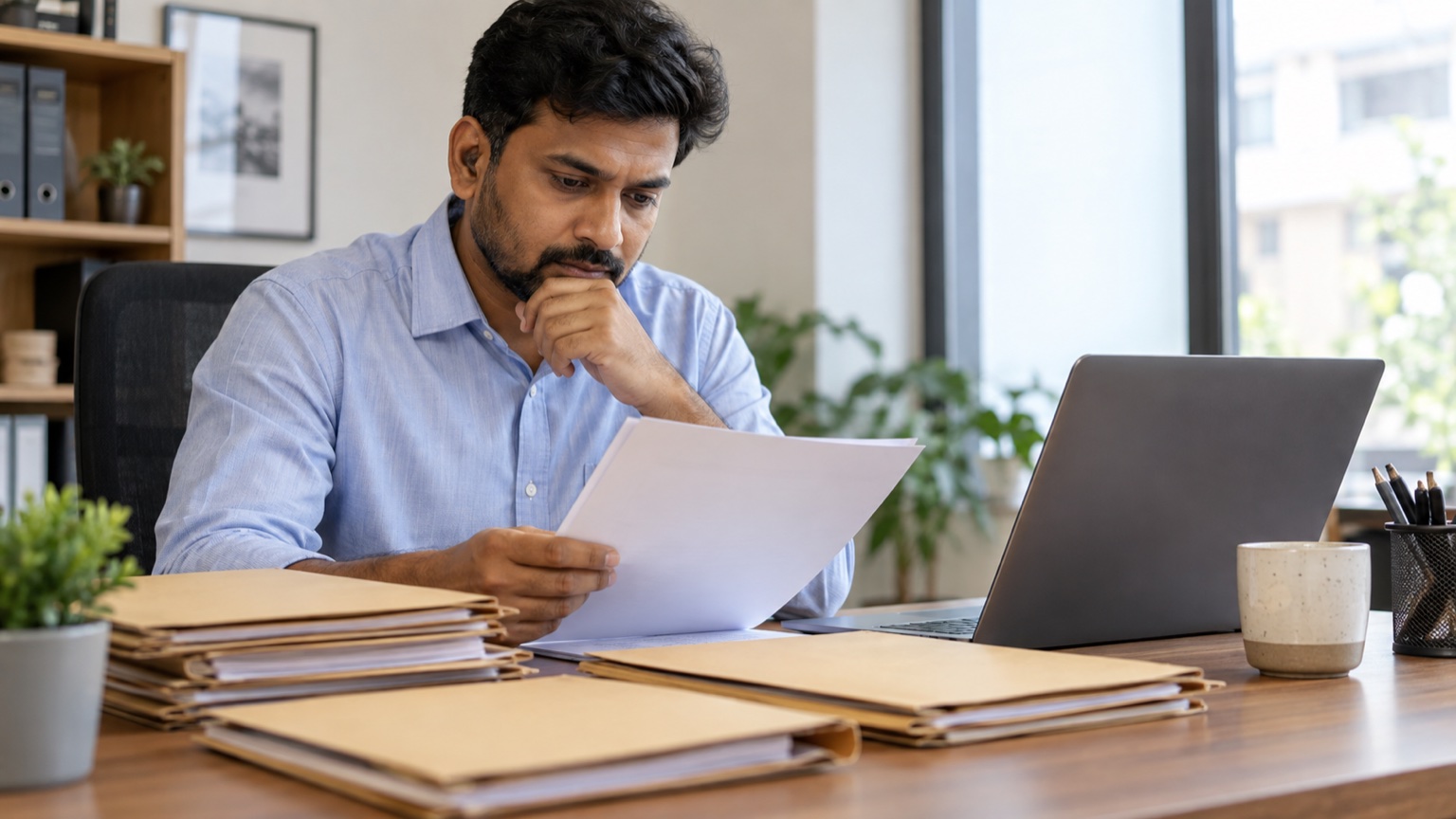 Local business owner preparing documents for a Business Profile appeal