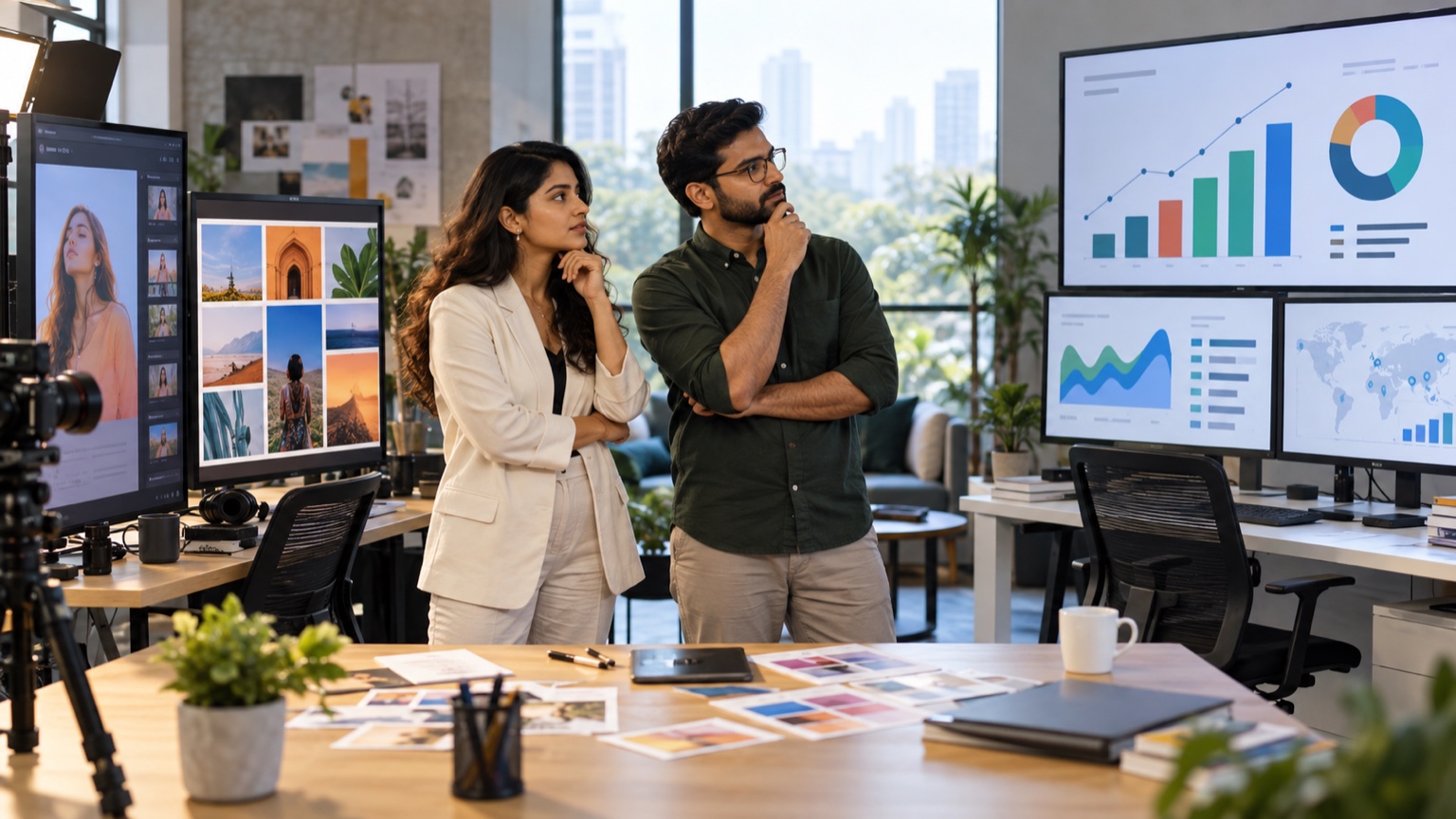 Indian agency team comparing visual demand generation creative with cross-channel campaign analytics