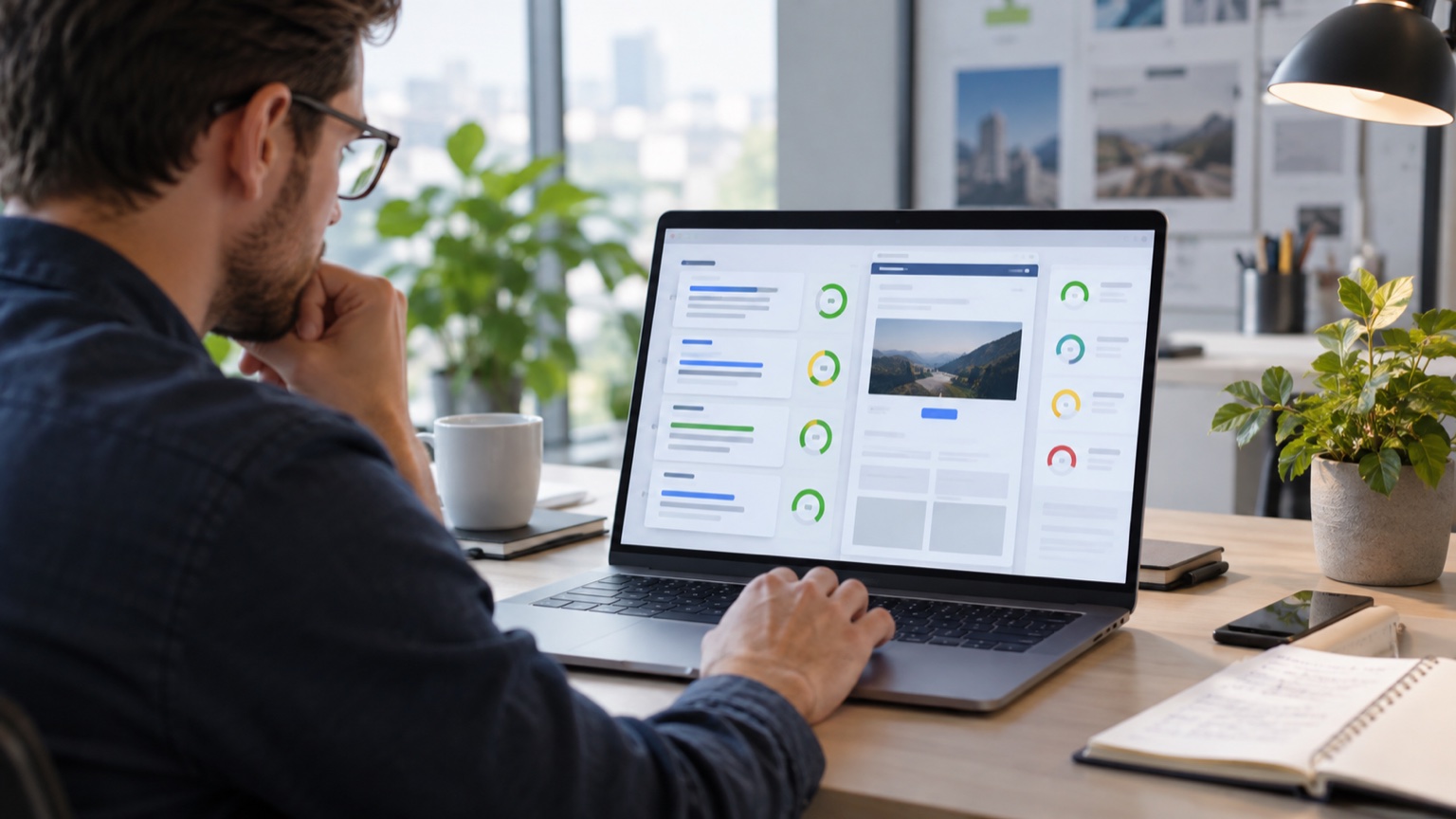 Performance marketer comparing responsive search ad strength with keyword and landing page quality signals