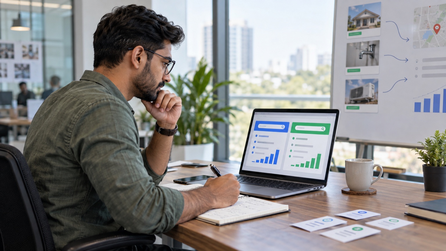 Indian PPC specialist comparing broad match and exact match Google Ads campaign performance